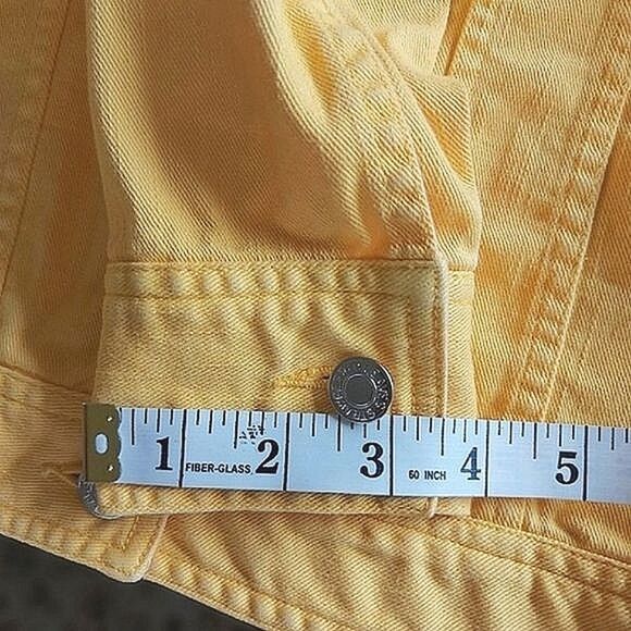 Vtg lemon yellow denim button up jacket - Picture 10 of 12